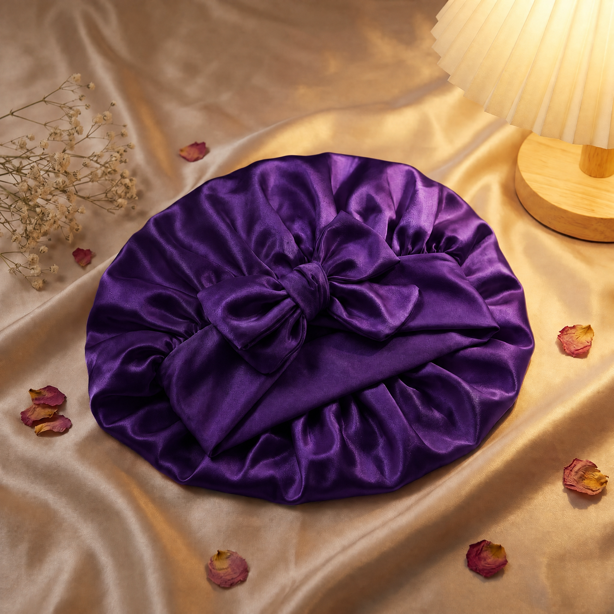 Bonnet de nuit Lunae en satin violet