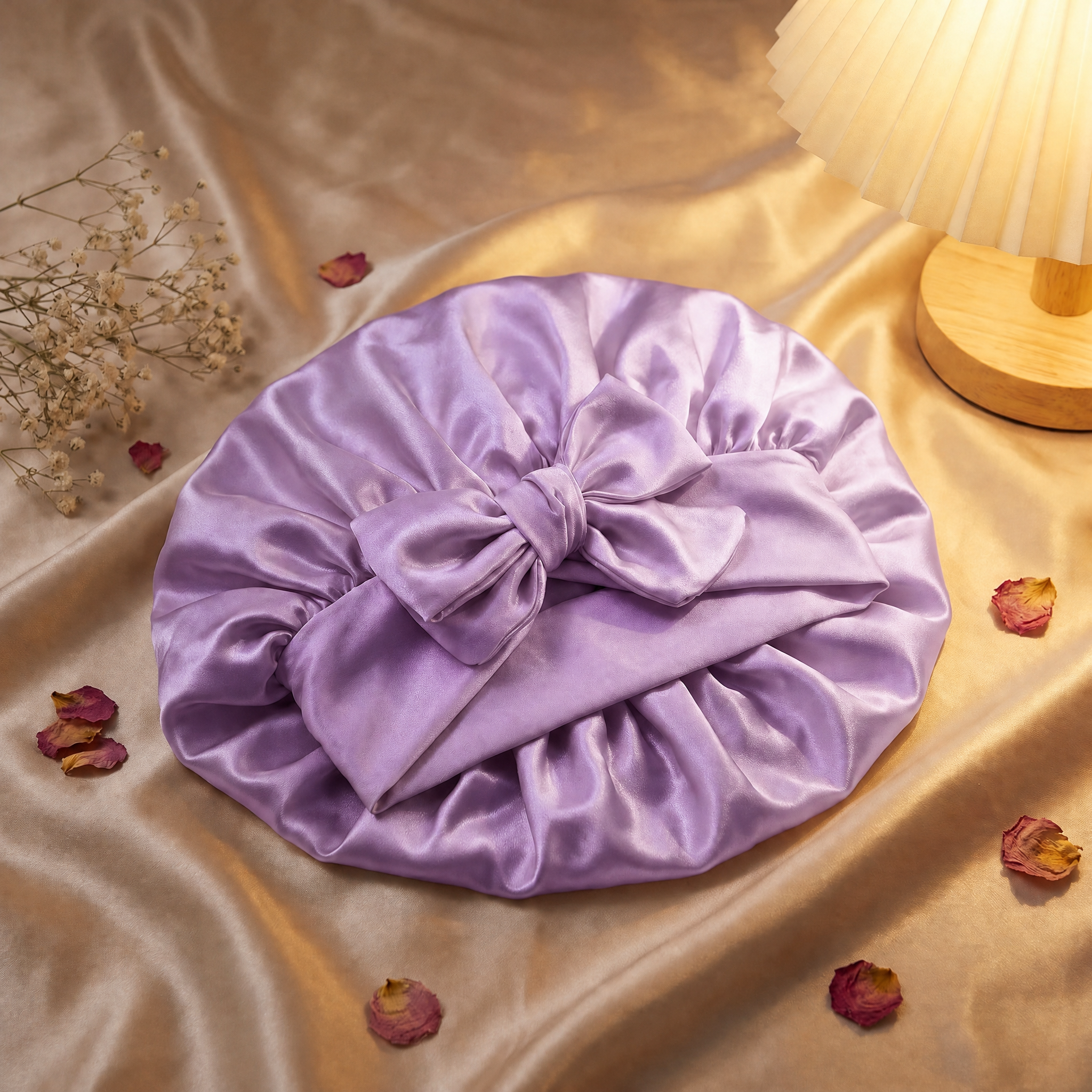 Bonnet de nuit Lunae en satin lavande