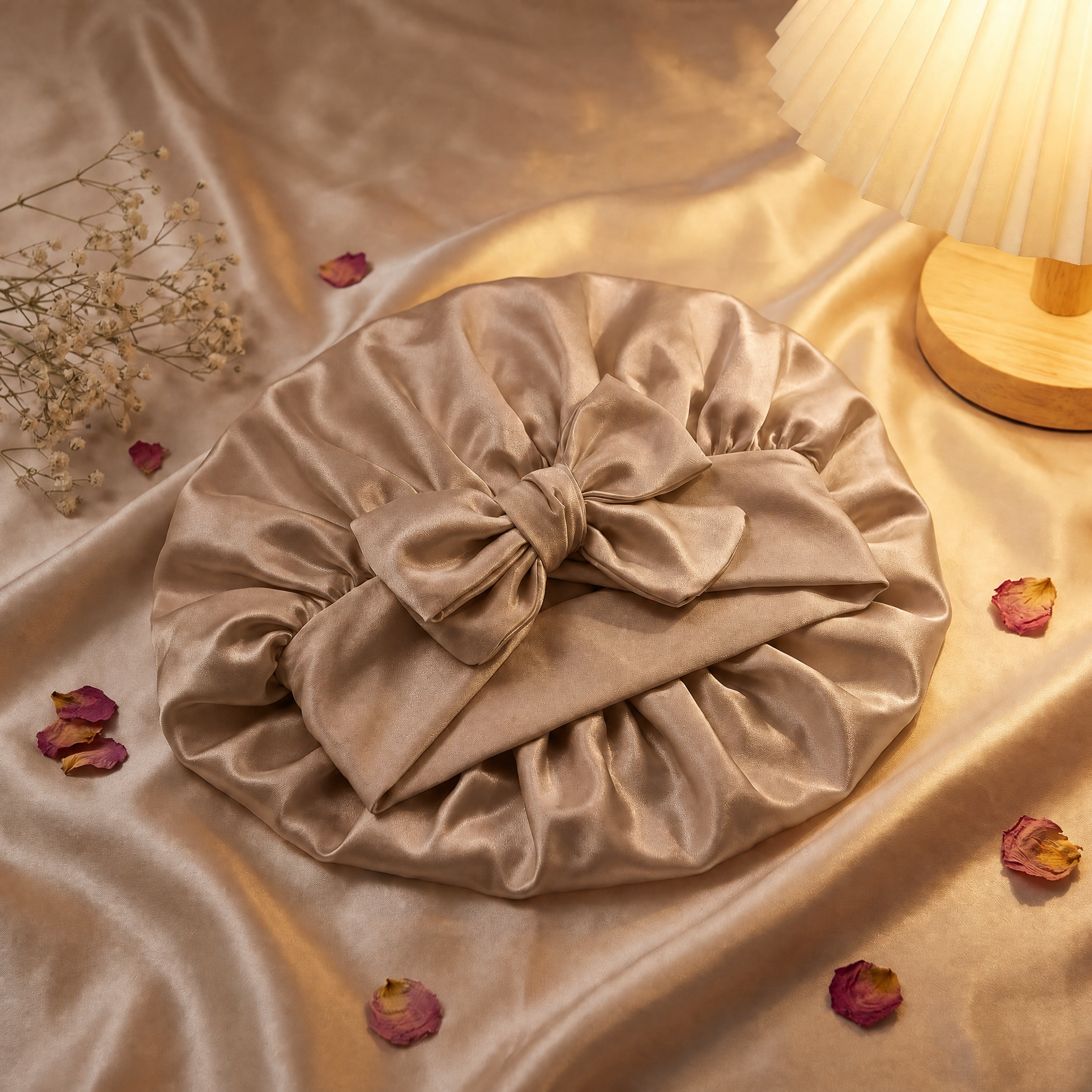 Bonnet de nuit Lunae en satin beige